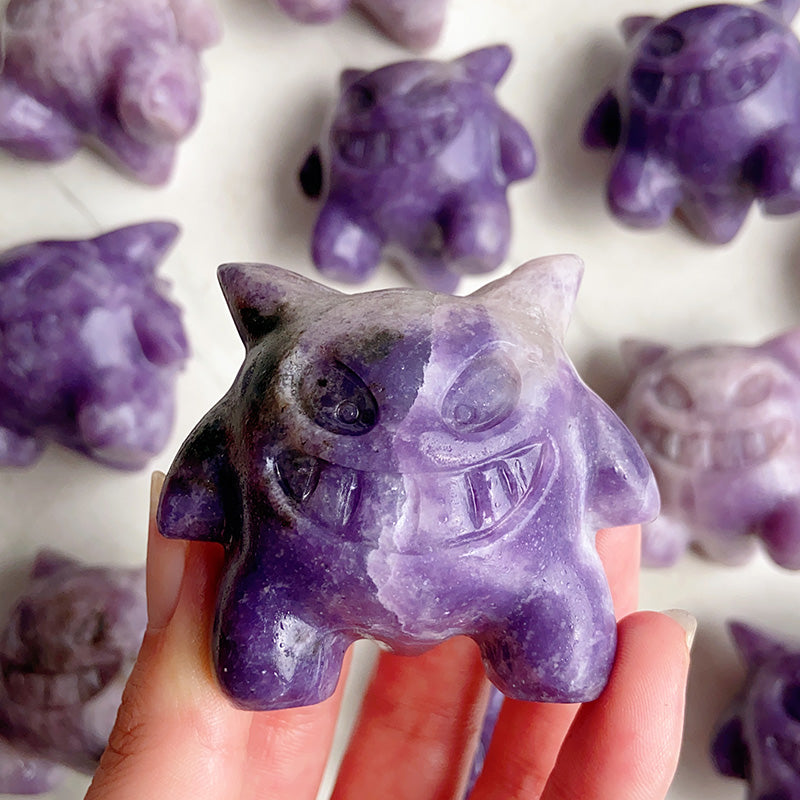 Lepidolite Gengar Carvings