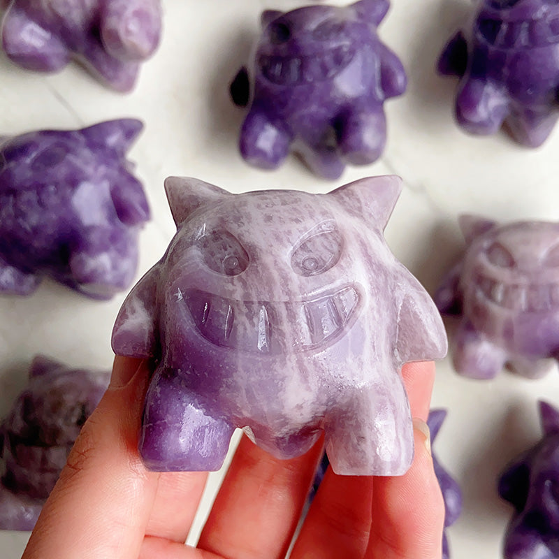 Lepidolite Gengar Carvings