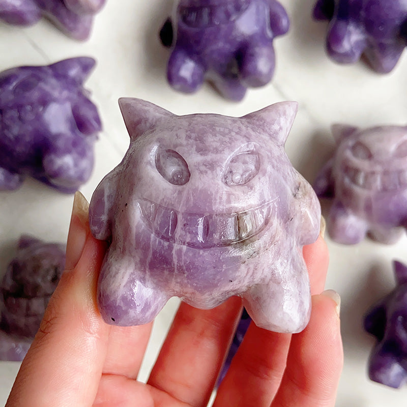 Lepidolite Gengar Carvings