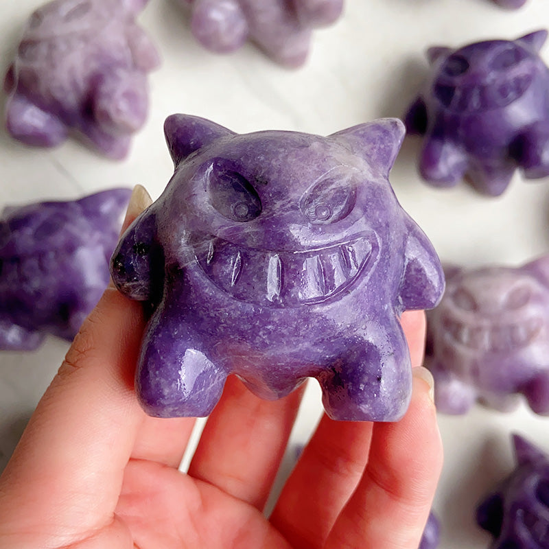 Lepidolite Gengar Carvings