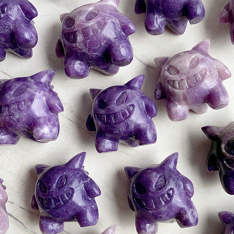 Lepidolite Gengar Carvings