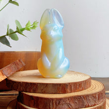 Load image into Gallery viewer, Cute Bunny/Rabbit Carvings (clear quartz &amp; opalite &amp; obsidian &amp; larvikite)