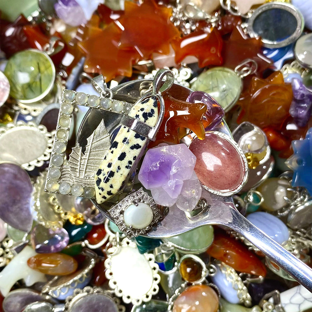 Crystals Pendant Confetti Gemstone Necklace Scoop