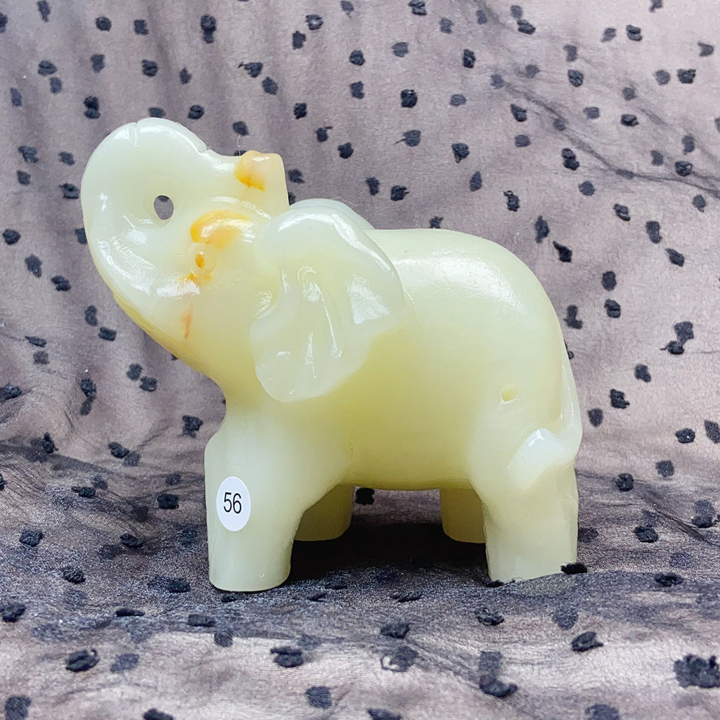 Green Onyx Elephant Hand-Carved Animal Decoration Quartz Statue Healing Stone