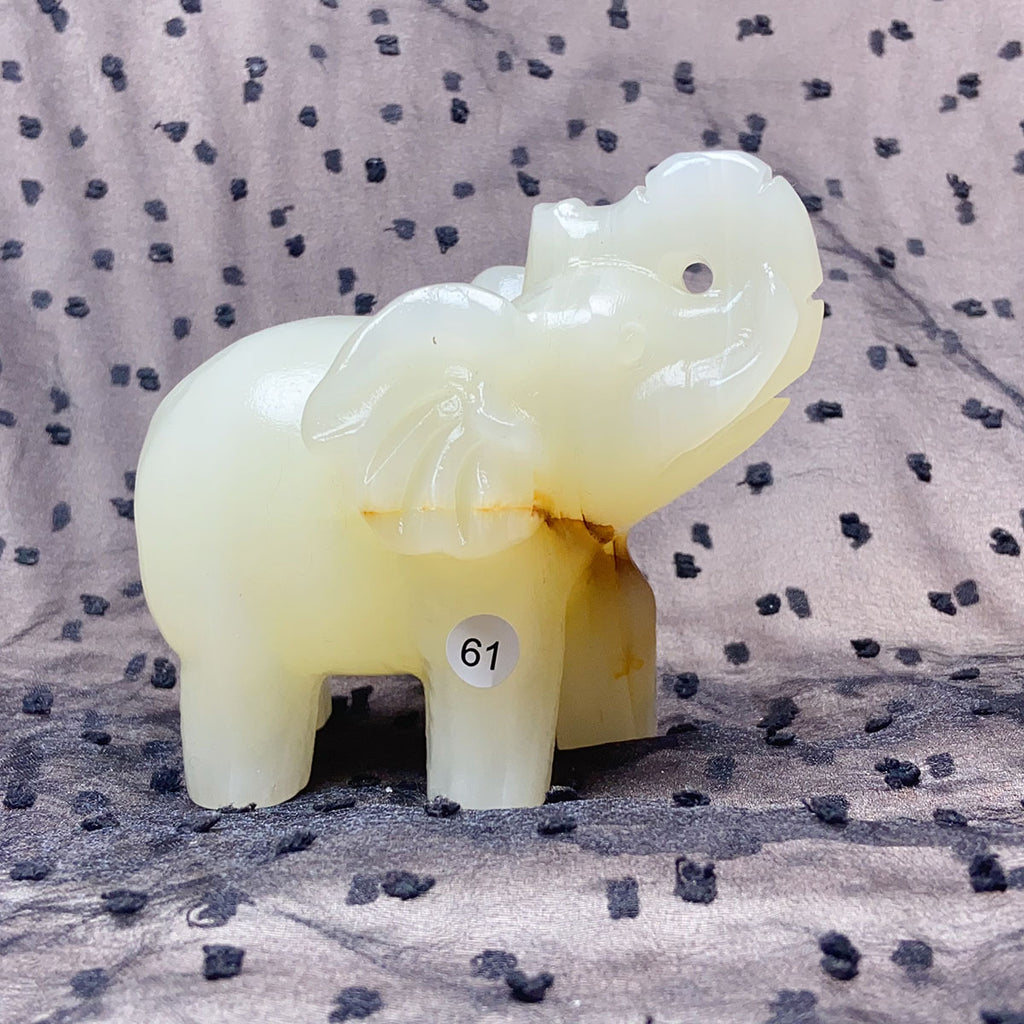 Green Onyx Elephant Hand-Carved Animal Decoration Quartz Statue Healing Stone