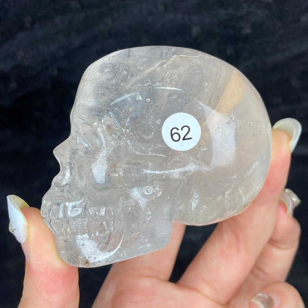 Crystal Skull Statue Clear Quartz Carved Energy Ore Mineral Healing Stone Home Decore