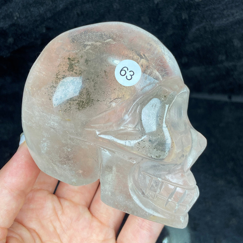 Crystal Skull Statue Clear Quartz Carved Energy Ore Mineral Healing Stone Home Decore