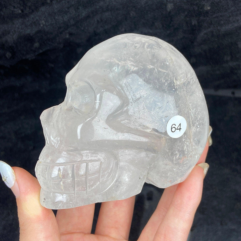 Crystal Skull Statue Clear Quartz Carved Energy Ore Mineral Healing Stone Home Decore