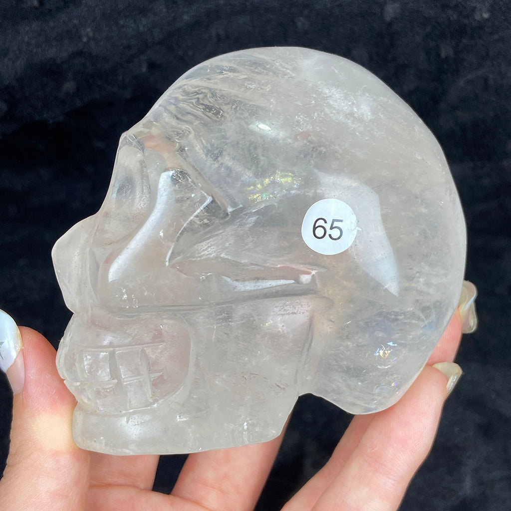 Crystal Skull Statue Clear Quartz Carved Energy Ore Mineral Healing Stone Home Decore