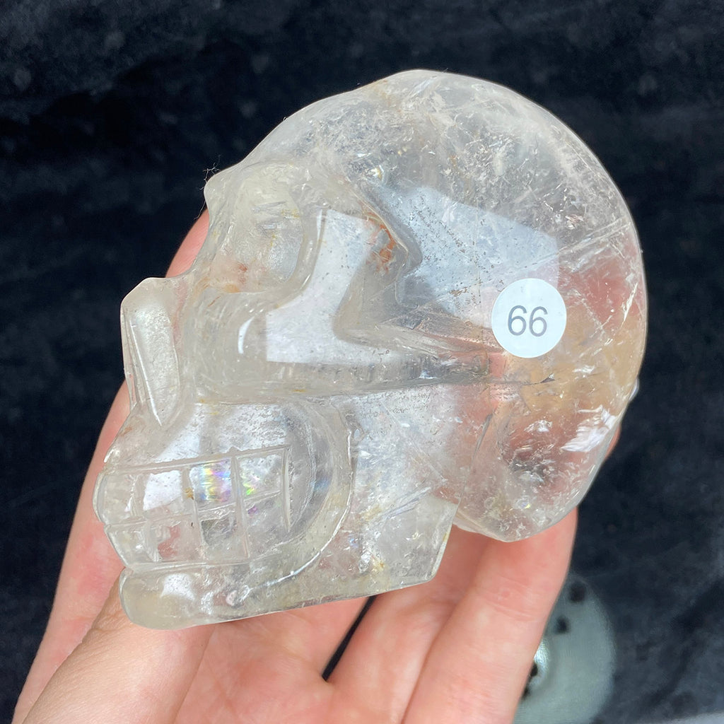 Crystal Skull Statue Clear Quartz Carved Energy Ore Mineral Healing Stone Home Decore