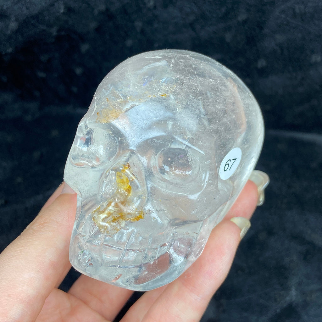 Crystal Skull Statue Clear Quartz Carved Energy Ore Mineral Healing Stone Home Decore