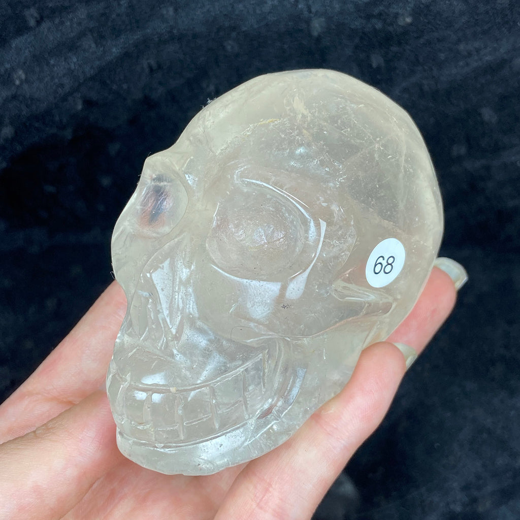 Crystal Skull Statue Clear Quartz Carved Energy Ore Mineral Healing Stone Home Decore