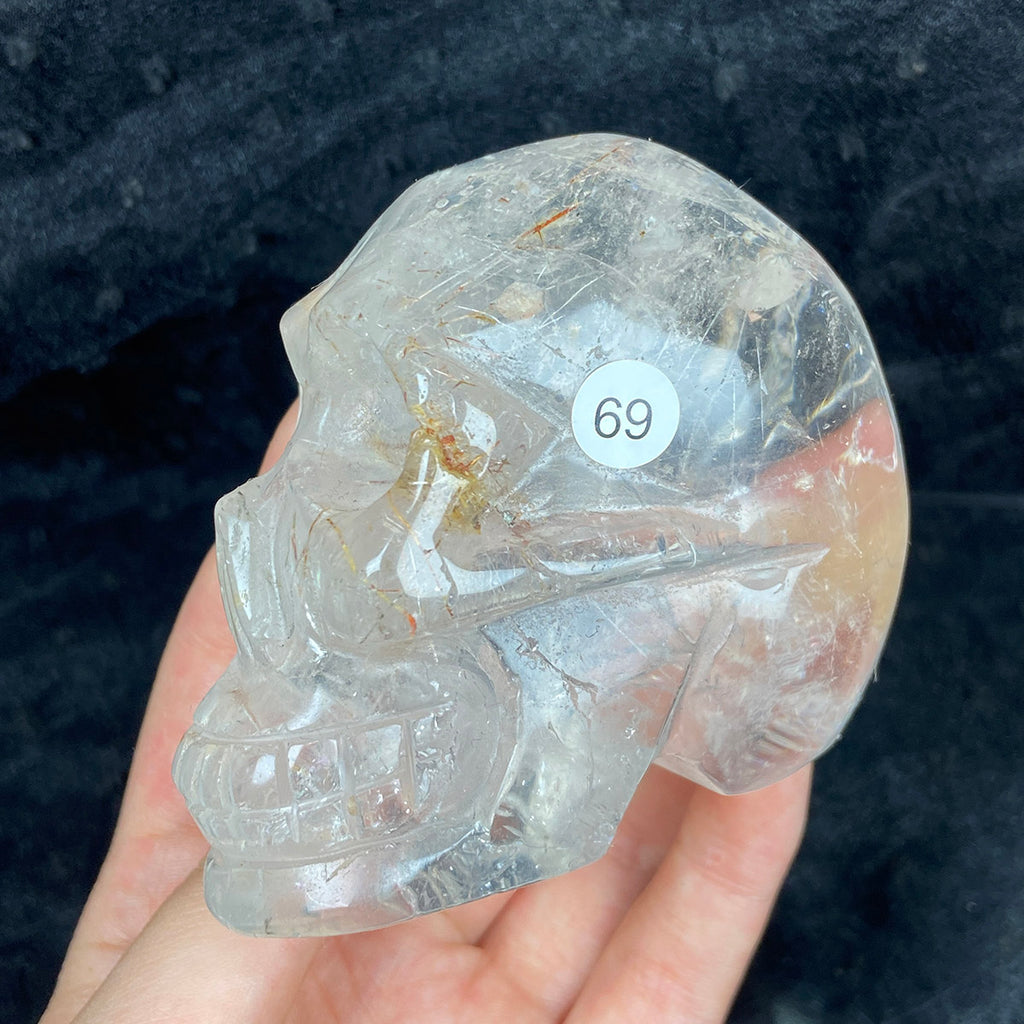 Crystal Skull Statue Clear Quartz Carved Energy Ore Mineral Healing Stone Home Decore