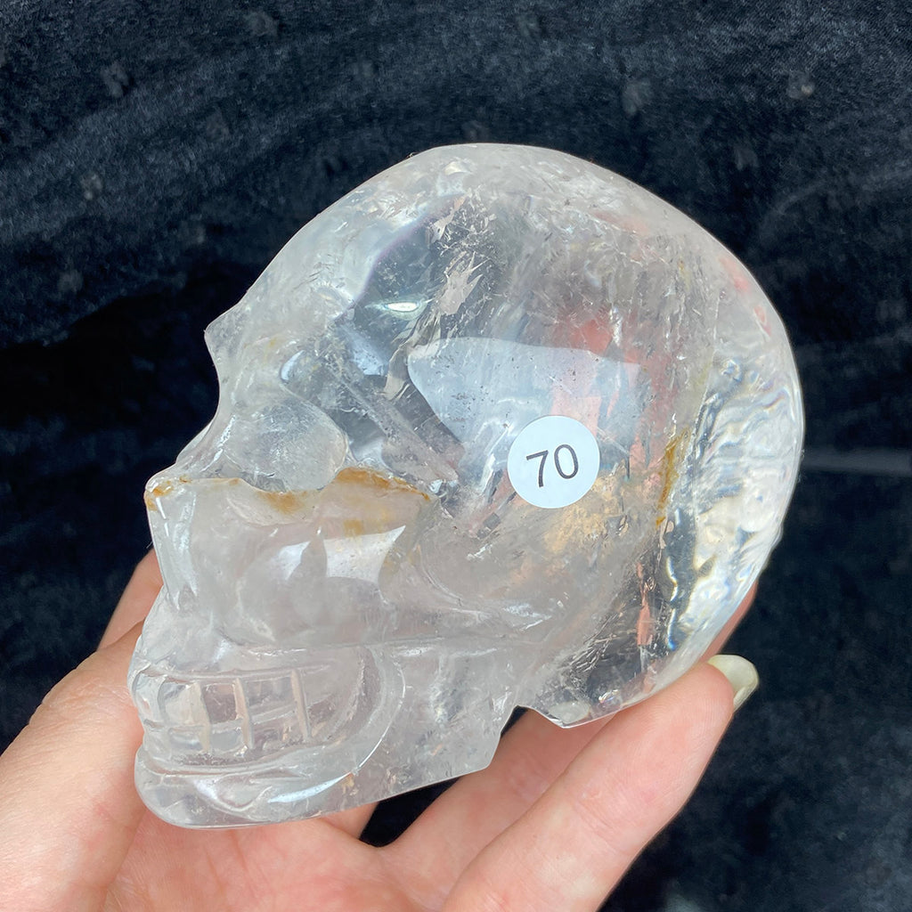 Crystal Skull Statue Clear Quartz Carved Energy Ore Mineral Healing Stone Home Decore