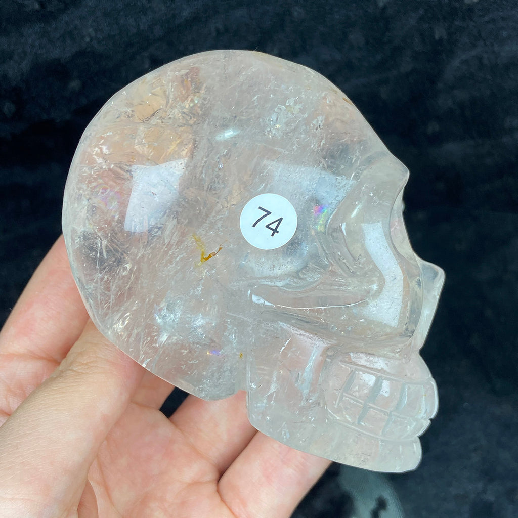 Crystal Skull Statue Clear Quartz Carved Energy Ore Mineral Healing Stone Home Decore