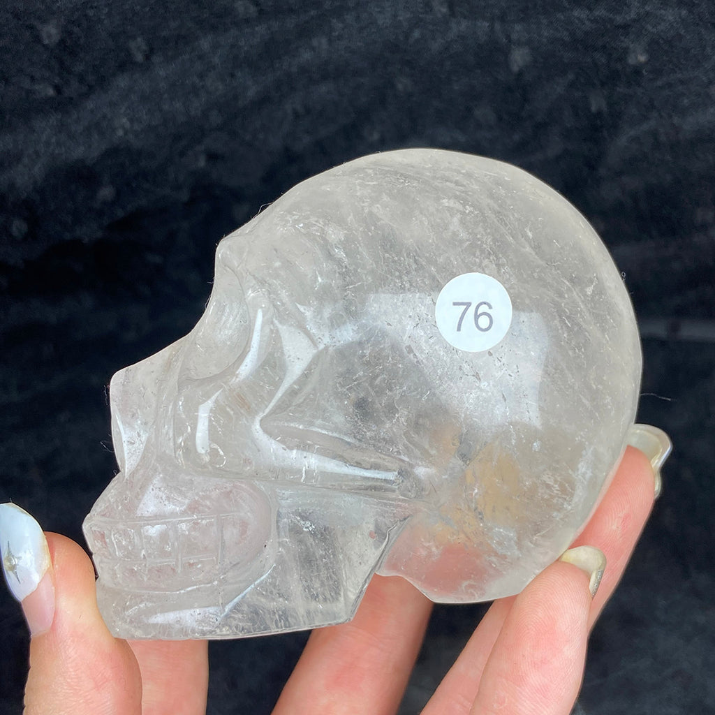 Crystal Skull Statue Clear Quartz Carved Energy Ore Mineral Healing Stone Home Decore