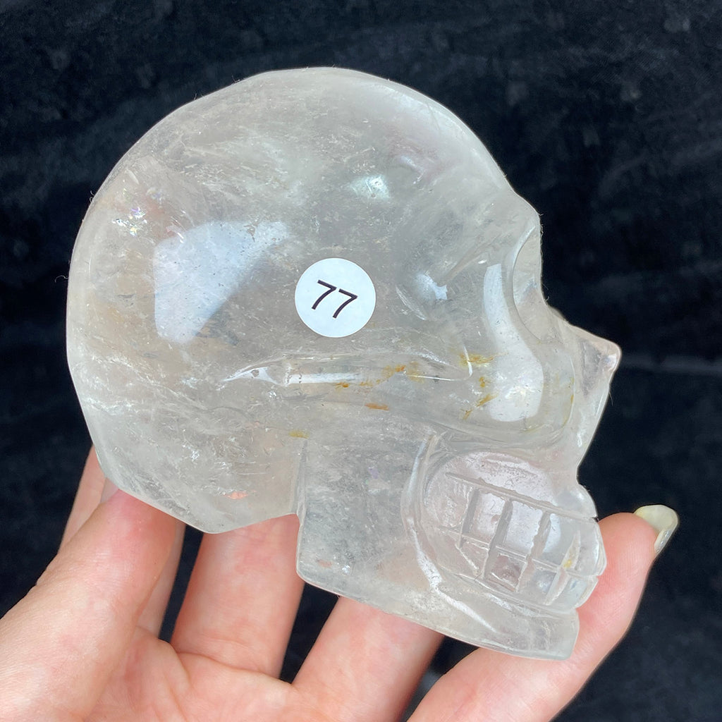 Crystal Skull Statue Clear Quartz Carved Energy Ore Mineral Healing Stone Home Decore