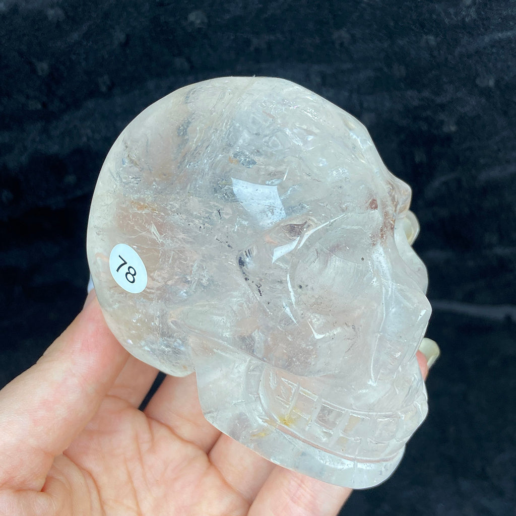 Crystal Skull Statue Clear Quartz Carved Energy Ore Mineral Healing Stone Home Decore