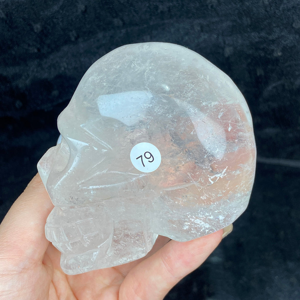 Crystal Skull Statue Clear Quartz Carved Energy Ore Mineral Healing Stone Home Decore