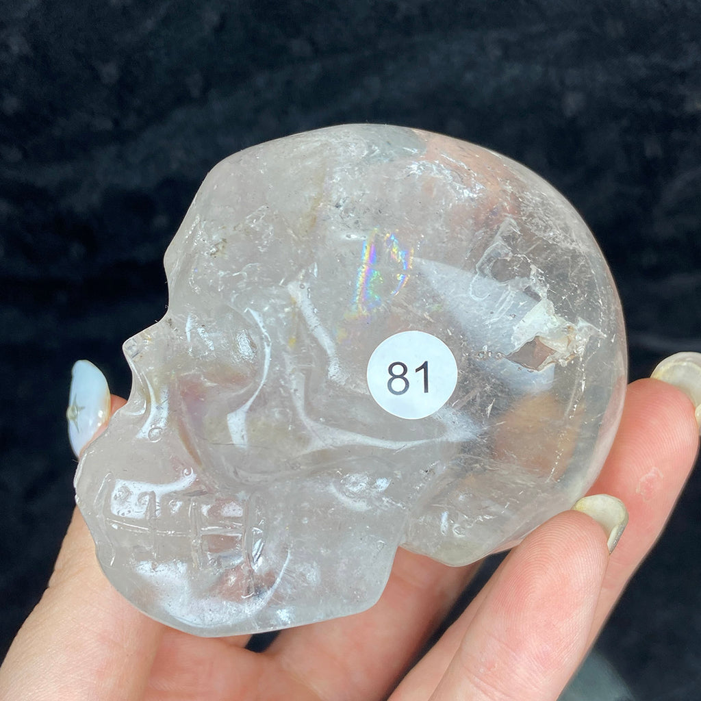 Crystal Skull Statue Clear Quartz Carved Energy Ore Mineral Healing Stone Home Decore