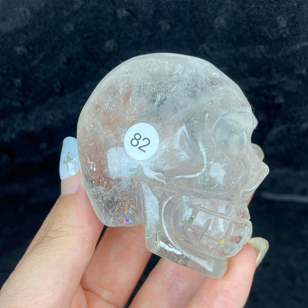 Crystal Skull Statue Clear Quartz Carved Energy Ore Mineral Healing Stone Home Decore