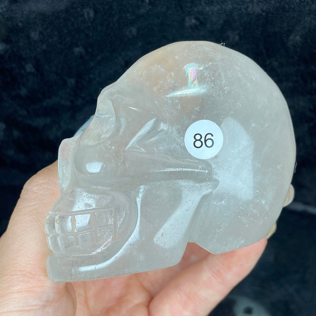 Crystal Skull Statue Clear Quartz Carved Energy Ore Mineral Healing Stone Home Decore