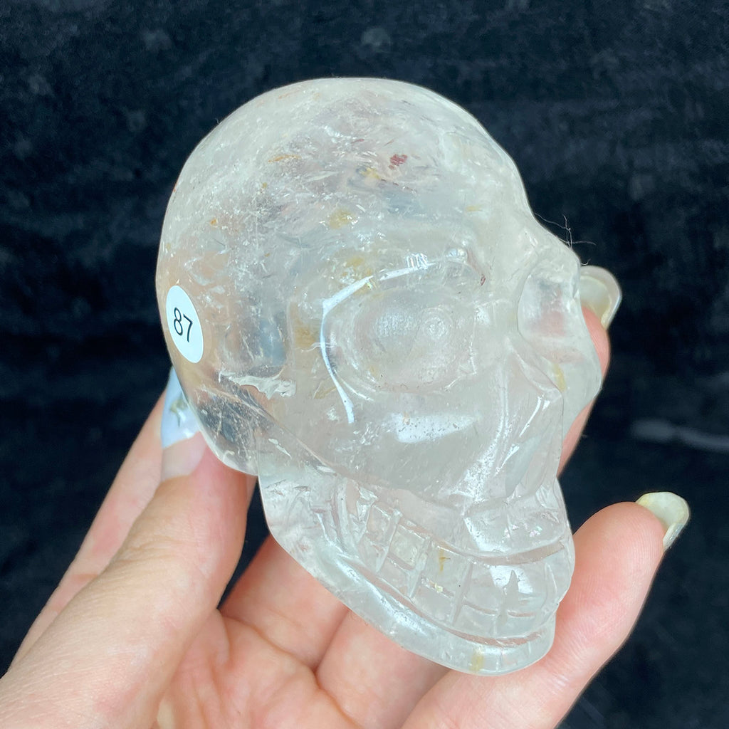 Crystal Skull Statue Clear Quartz Carved Energy Ore Mineral Healing Stone Home Decore