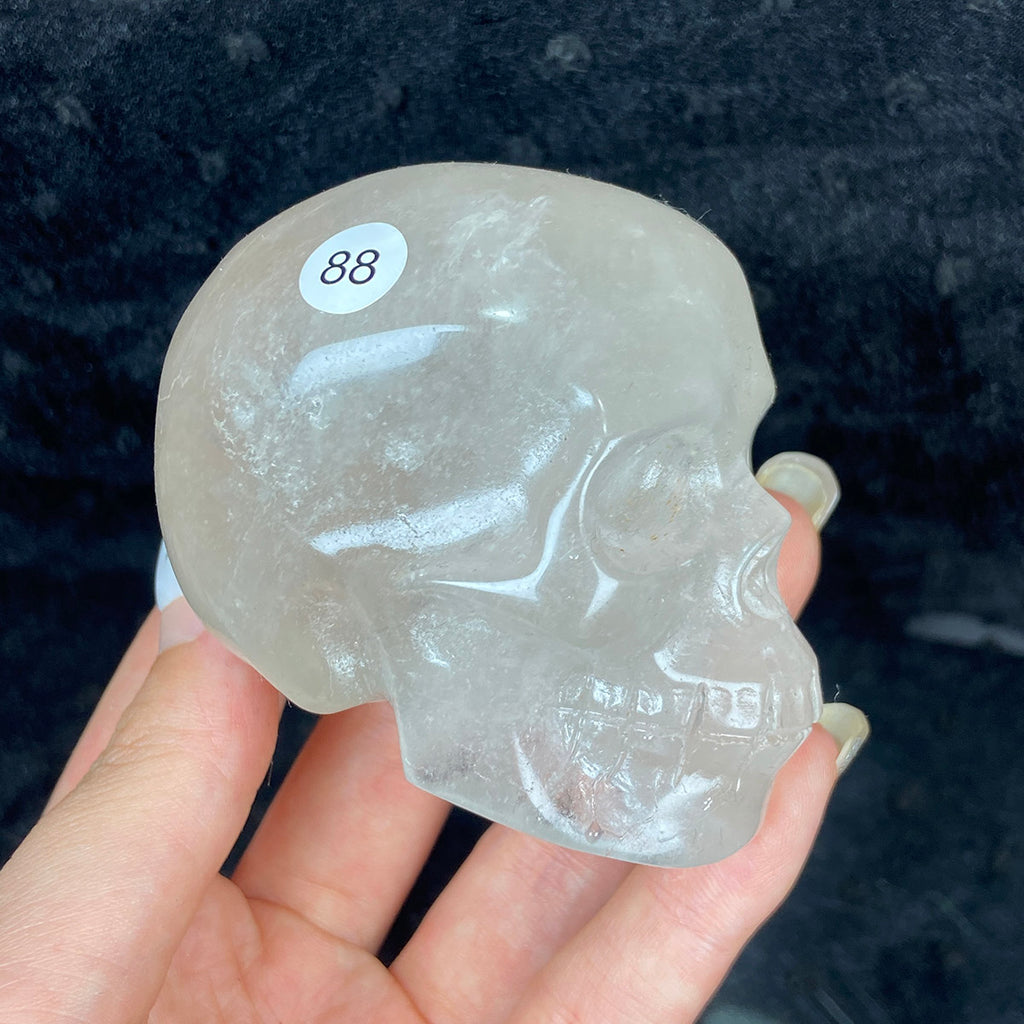 Crystal Skull Statue Clear Quartz Carved Energy Ore Mineral Healing Stone Home Decore