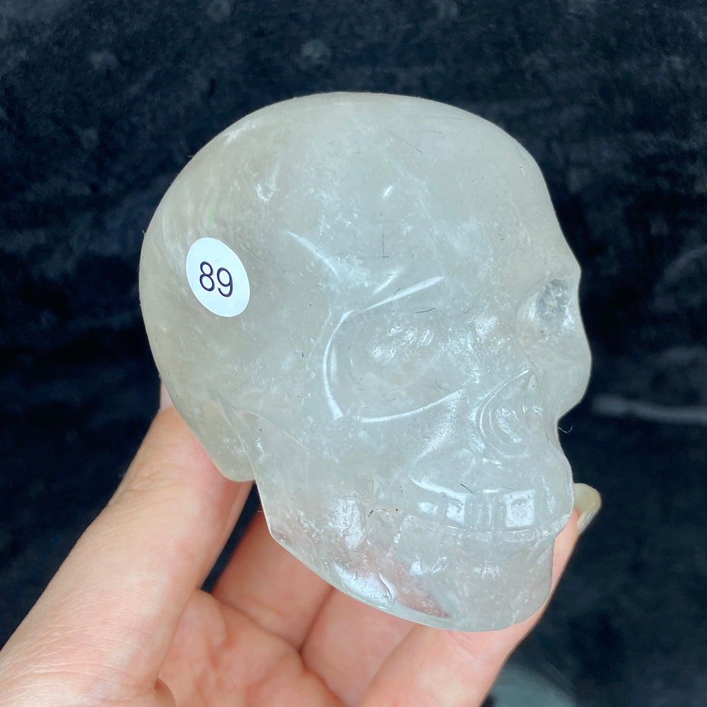 Crystal Skull Statue Clear Quartz Carved Energy Ore Mineral Healing Stone Home Decore