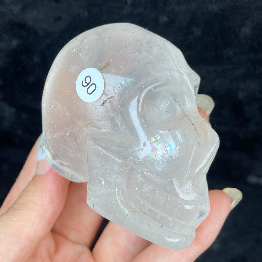 Crystal Skull Statue Clear Quartz Carved Energy Ore Mineral Healing Stone Home Decore