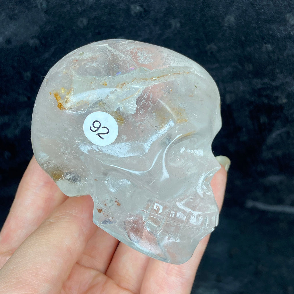 Crystal Skull Statue Clear Quartz Carved Energy Ore Mineral Healing Stone Home Decore