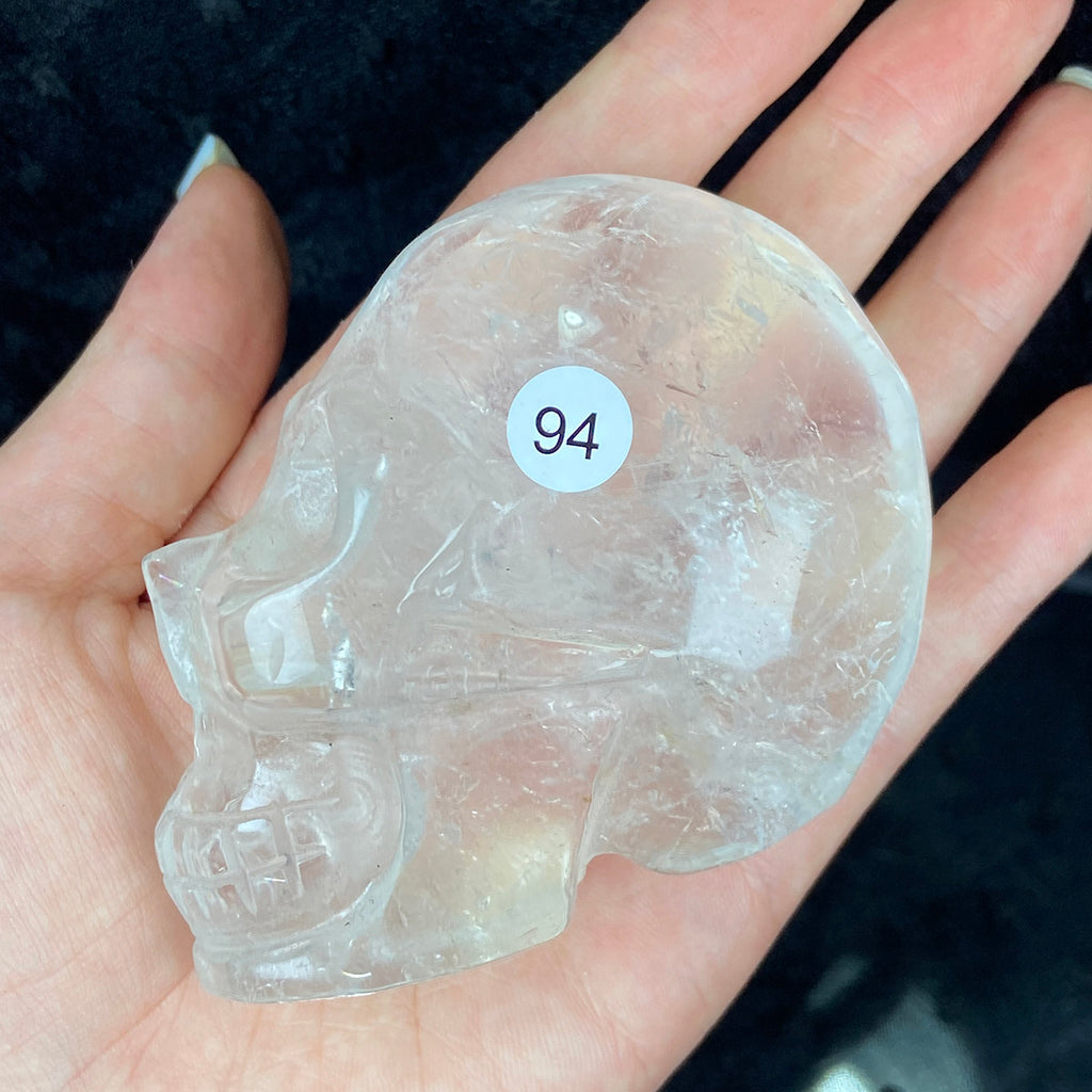 Crystal Skull Statue Clear Quartz Carved Energy Ore Mineral Healing Stone Home Decore