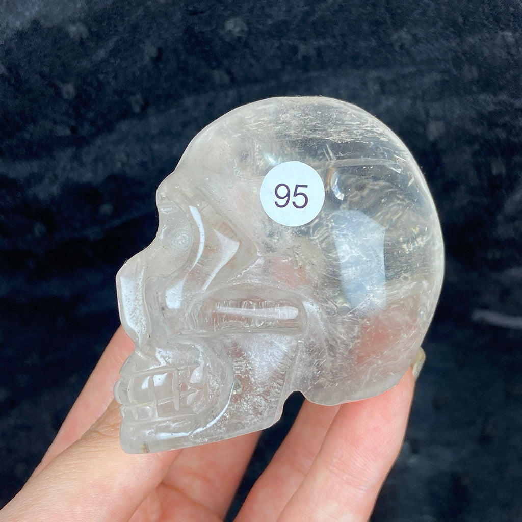 Crystal Skull Statue Clear Quartz Carved Energy Ore Mineral Healing Stone Home Decore