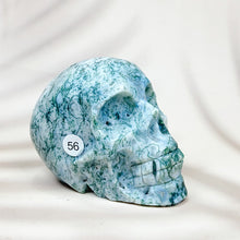 Load image into Gallery viewer, Green Moss Agate Carved Skulls Crystal Healing Energy Stone Crafts Halloween Home Decoration