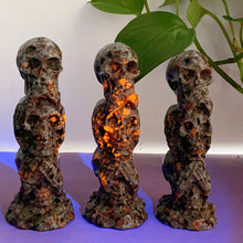 Load image into Gallery viewer, Yooperlite Three Skulls Carvings