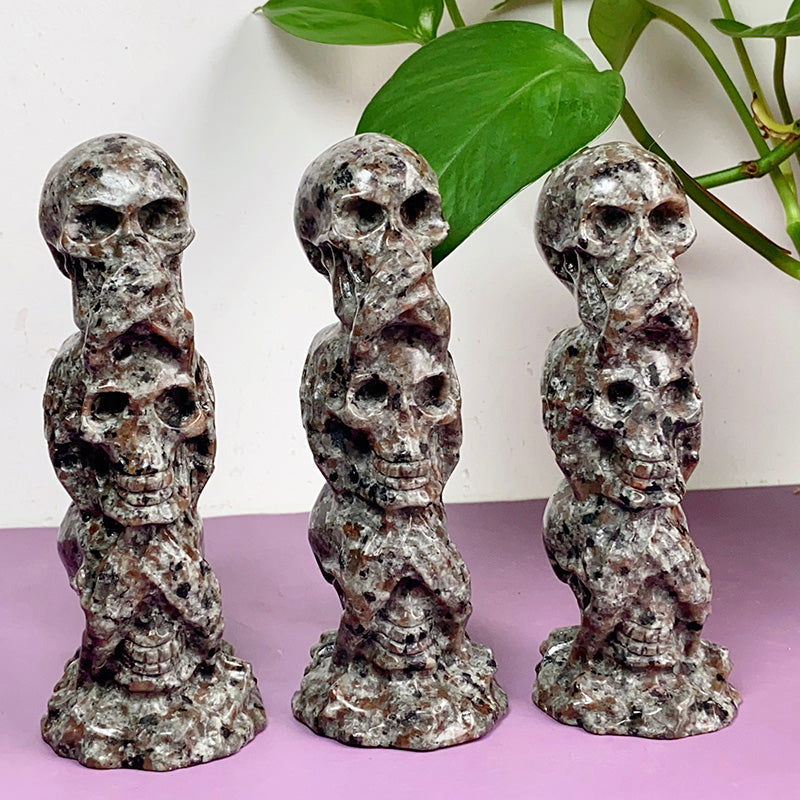 Yooperlite Three Skulls Carvings