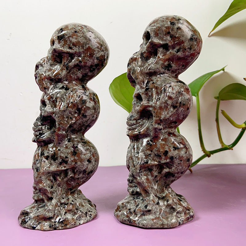 Yooperlite Three Skulls Carvings