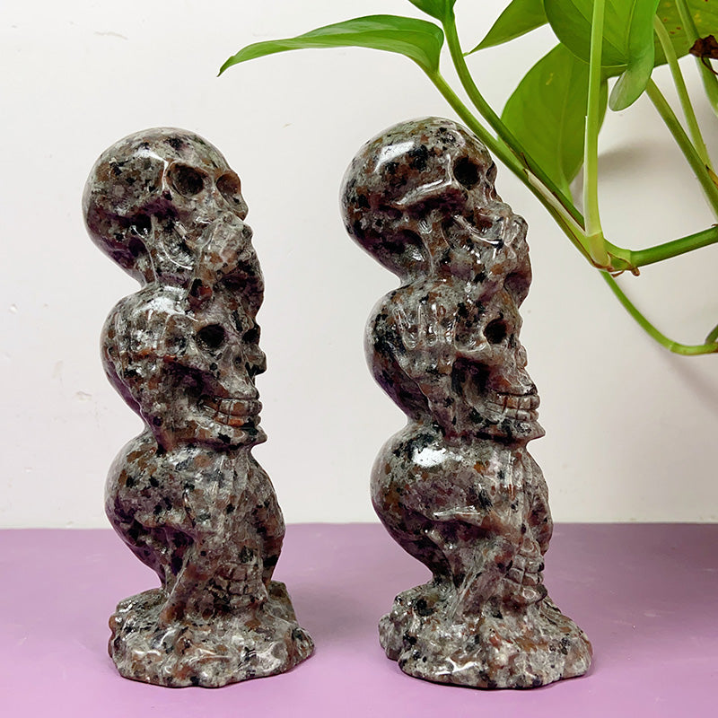 Yooperlite Three Skulls Carvings