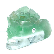 Load image into Gallery viewer, Fluorite Cluster Skull Hand Carved Crystal Energy Gemstone Reiki Healing Room Decoration