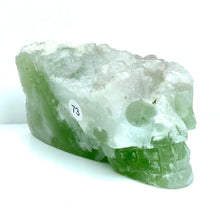 Load image into Gallery viewer, Fluorite Cluster Skull Hand Carved Crystal Energy Gemstone Reiki Healing Room Decoration