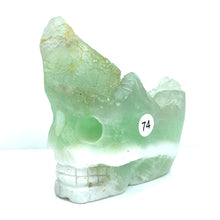 Load image into Gallery viewer, Fluorite Cluster Skull Hand Carved Crystal Energy Gemstone Reiki Healing Room Decoration