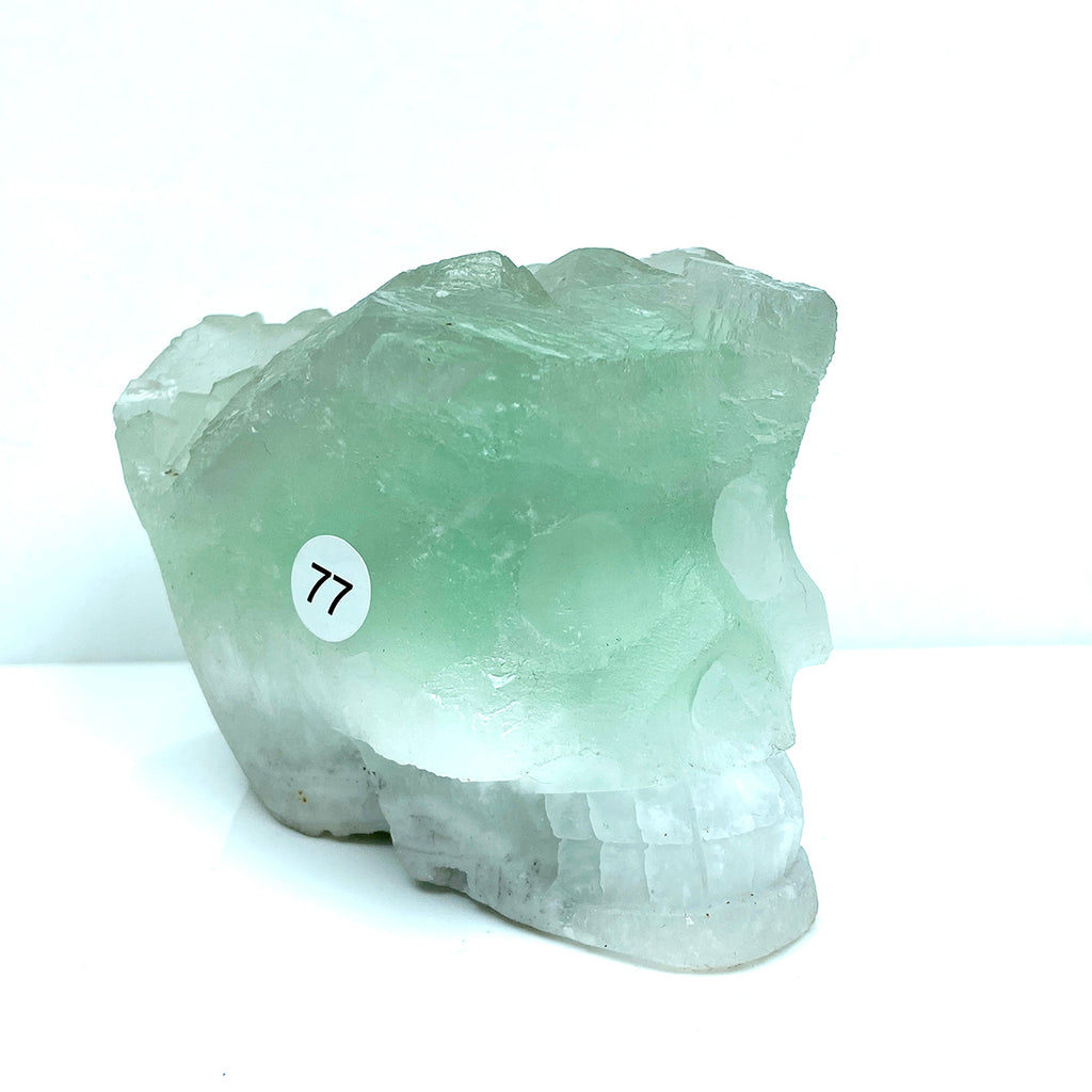 Fluorite Cluster Skull Hand Carved Crystal Energy Gemstone Reiki Healing Room Decoration