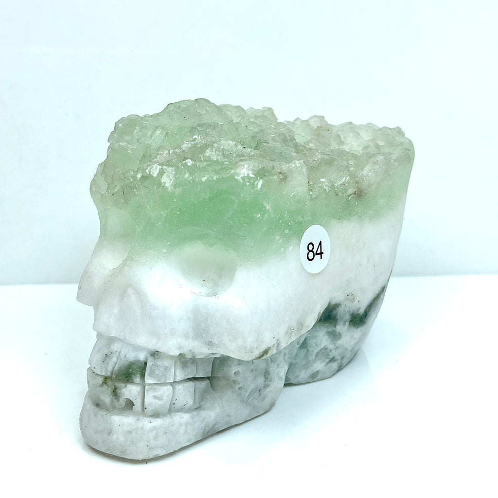 Fluorite Cluster Skull Hand Carved Crystal Energy Gemstone Reiki Healing Room Decoration