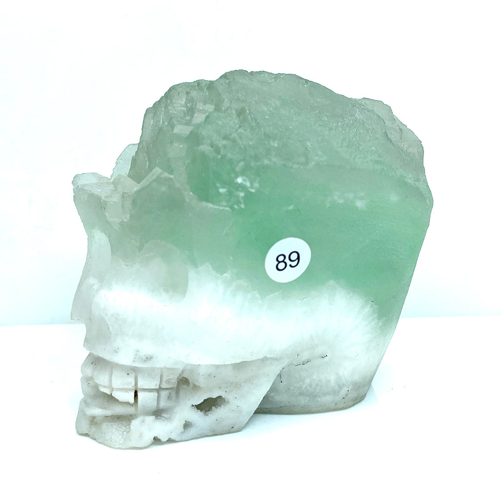 Fluorite Cluster Skull Hand Carved Crystal Energy Gemstone Reiki Healing Room Decoration