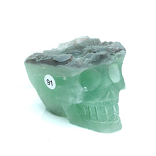 Load image into Gallery viewer, Fluorite Cluster Skull Hand Carved Crystal Energy Gemstone Reiki Healing Room Decoration