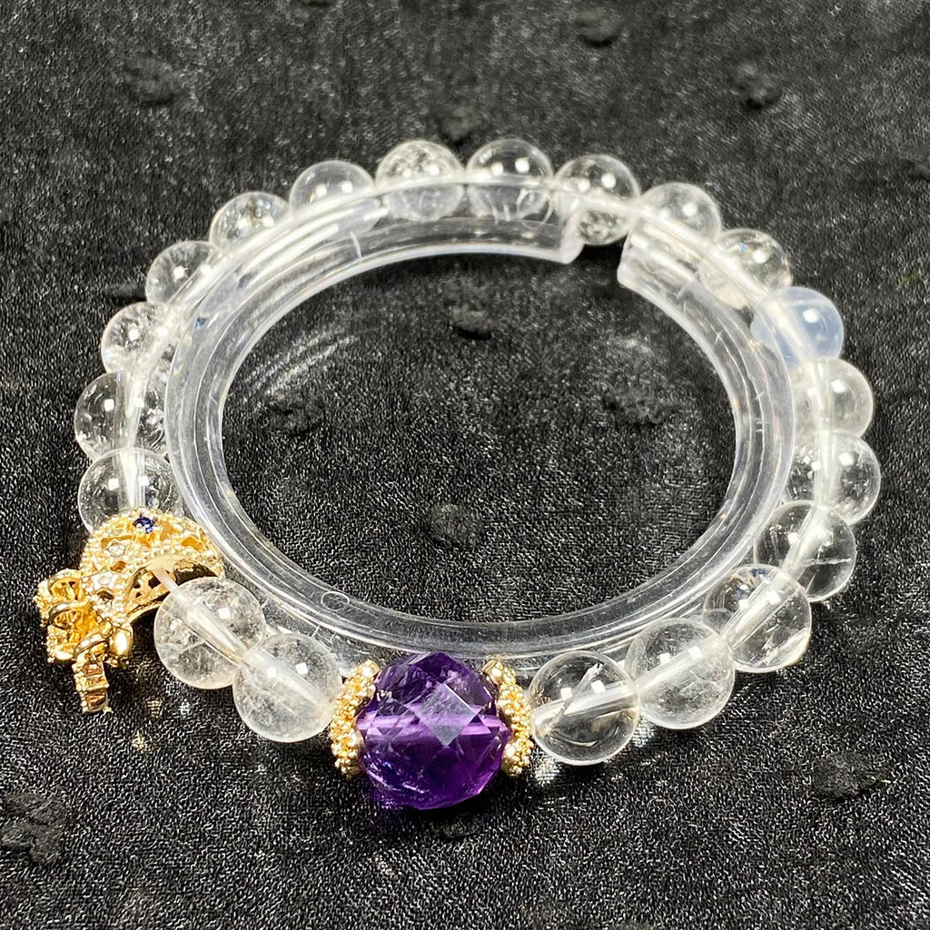 8MM Clear Quartz Round Bead Bracelet Fashion Crystal Reiki Amethyst Stone Strand Bangles Jewelry