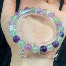 Load image into Gallery viewer, 8MM Fluorite Round Beaded Bracelet Reiki Crystal Healing Gemstone Chain Accessory Fashion Jewelry