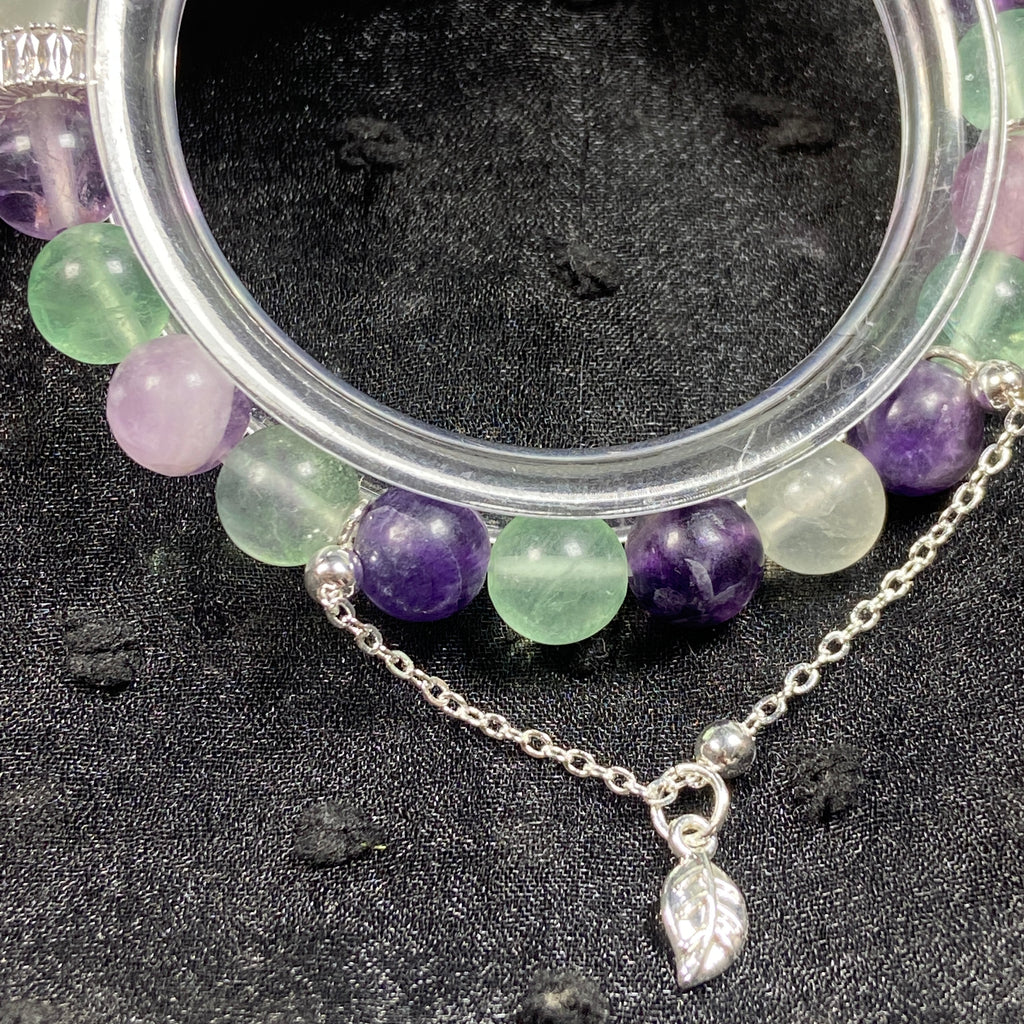 8MM Fluorite Round Beaded Bracelet Reiki Crystal Healing Gemstone Chain Accessory Fashion Jewelry