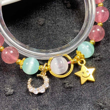 Load image into Gallery viewer, Strawberry Quartz Bracelets 8mm Selenite Bead Moon Star Accessory Bangle Crystal Jewelry