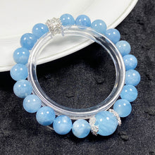 Load image into Gallery viewer, 9MM Aquamarines Bracelets Single Circle Crystal Gemstone Romantic Casual Yoga Jewelry